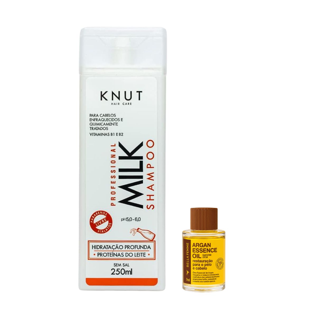 KIT KNUT SHAMPOO MILK 250ML COM ÓLEO 7ML