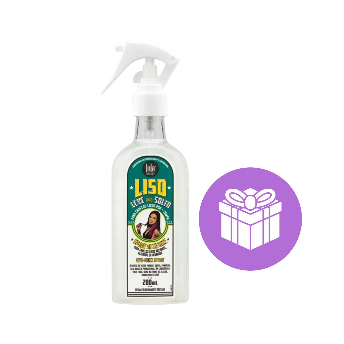 SPRAY ALISADOR ANTI-FRIZZ LISO LEVE AND SOLTO LOLA COSMETICS 200ML COM ACESSÓRIO