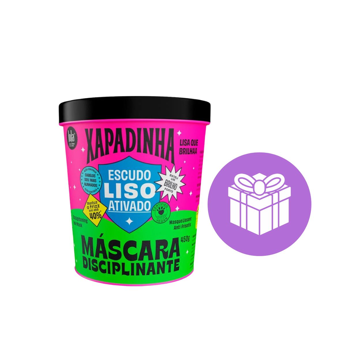 MÁSCARA XAPADINHA DISCIPLINANTE LOLA COSMETICS 450G COM ACESSÓRIO SORTIDO