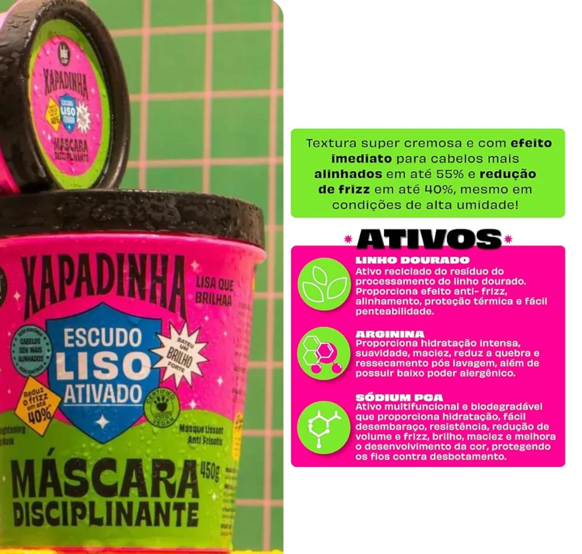MÁSCARA XAPADINHA DISCIPLINANTE LOLA COSMETICS 450G COM ACESSÓRIO SORTIDO