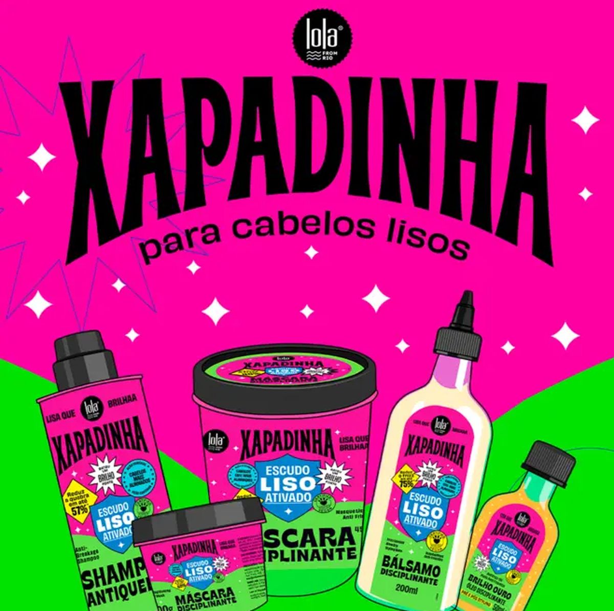 MÁSCARA XAPADINHA DISCIPLINANTE LOLA COSMETICS 450G COM ACESSÓRIO SORTIDO