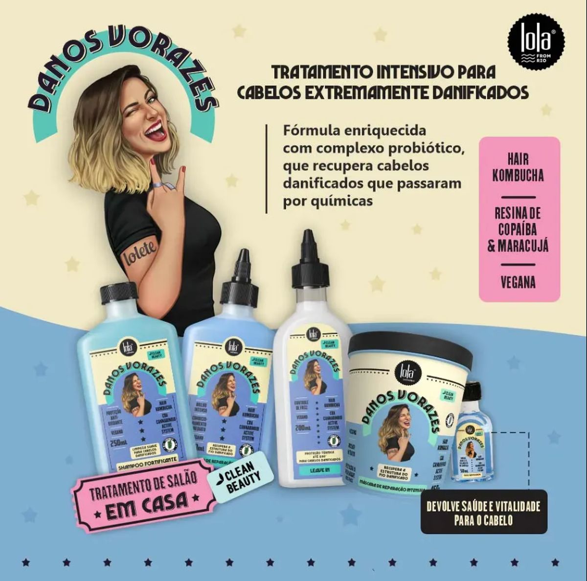 SHAMPOO DANOS VORAZES LOLA COSMETICS 250ML COM ACESSÓRIO SORTIDO
