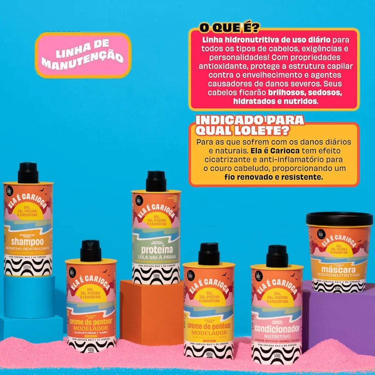 PROTEÍNA ELA É CARIOCA 3 EM 1 LOLA COSMETICS 90ML COM ACESSÓRIO SORTIDO