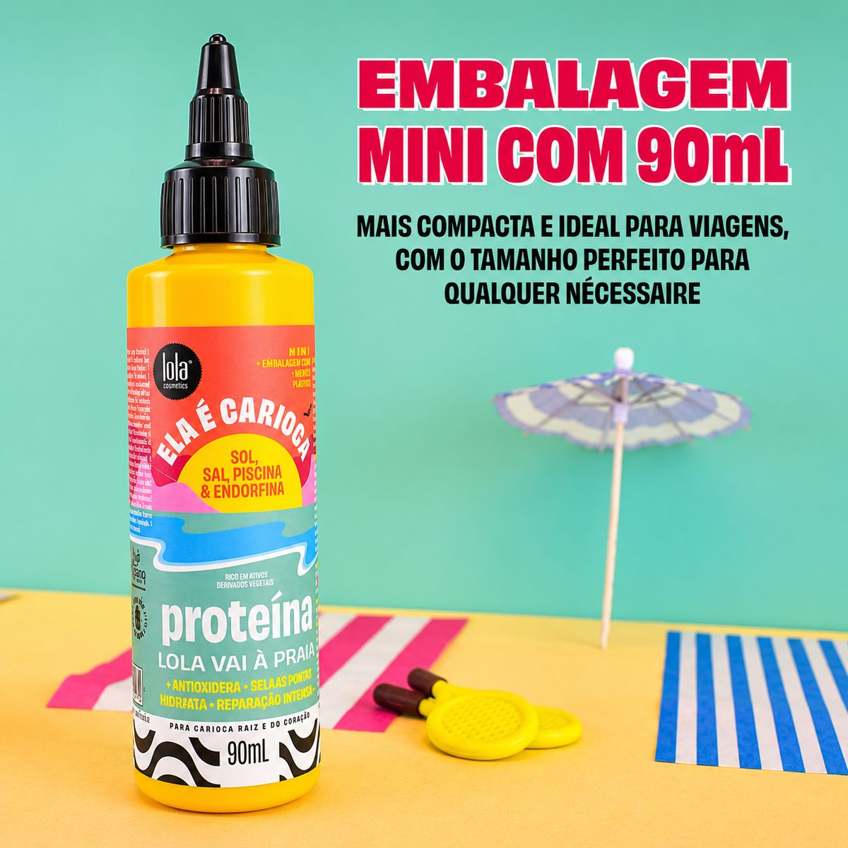 PROTEÍNA ELA É CARIOCA 3 EM 1 LOLA COSMETICS 90ML COM ACESSÓRIO SORTIDO