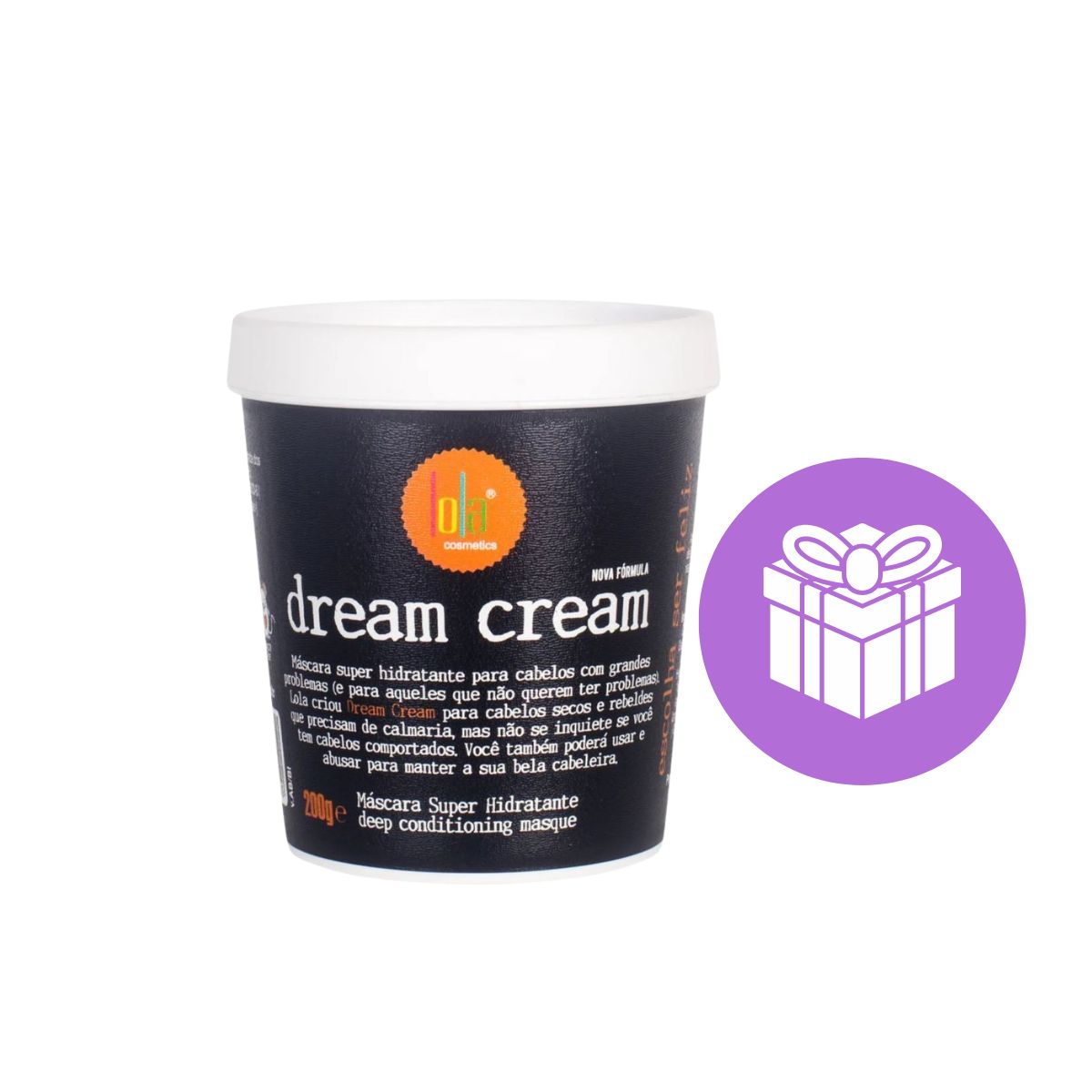 MÁSCARA HIDRATAÇÂO DREAM CREAM LOLA COSMETICS 200G COM ACESSÓRIO SORTIDO