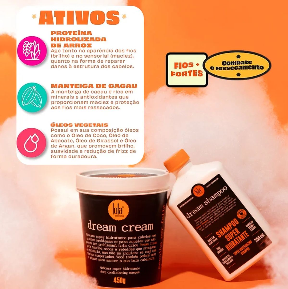 MÁSCARA HIDRATAÇÂO DREAM CREAM LOLA COSMETICS 200G COM ACESSÓRIO SORTIDO