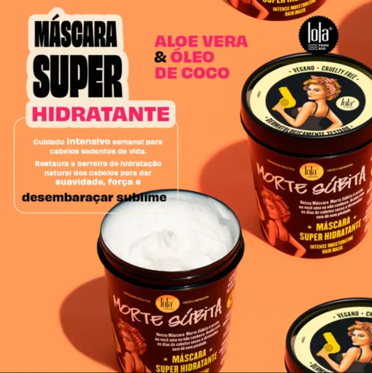 MÁSCARA DE HIDRATAÇÂO MORTE SUBITA LOLA COSMETICS 450G COM ACESSÓRIO SORTIDO