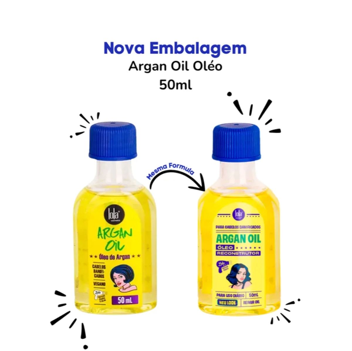 ÓLEO DE ARGAN LOLA COSMETICS 50ML COM ACESSÓRIO SORTIDO
