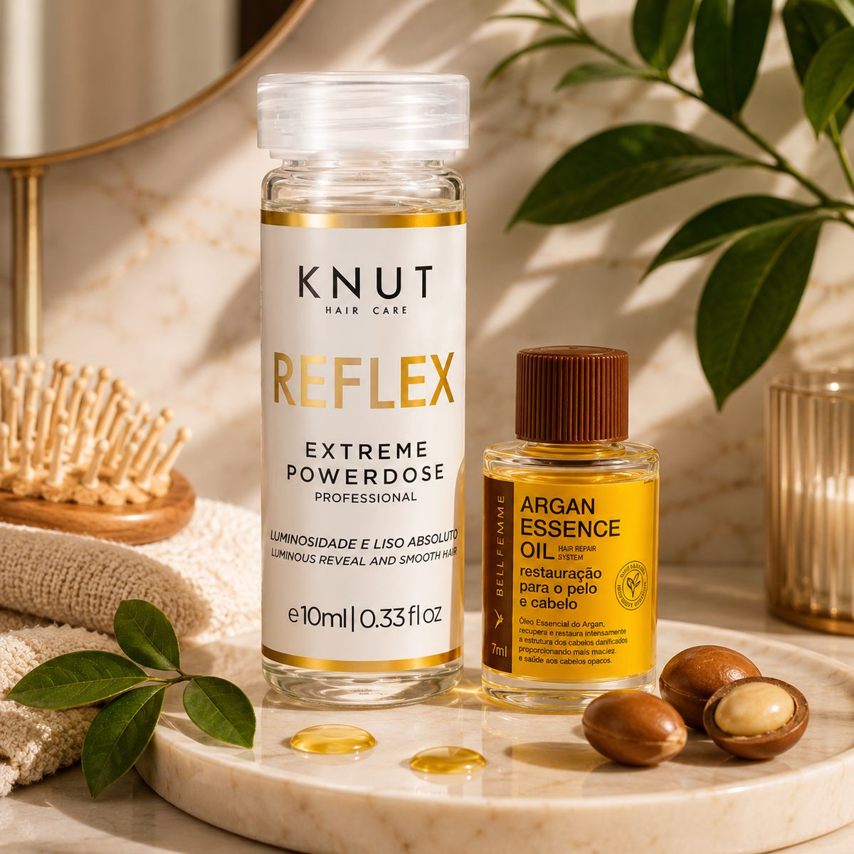 KIT KNUT AMPOLA CAPILAR EXTREME POWERDOSE REFLEX 10ML COM ÓLEO