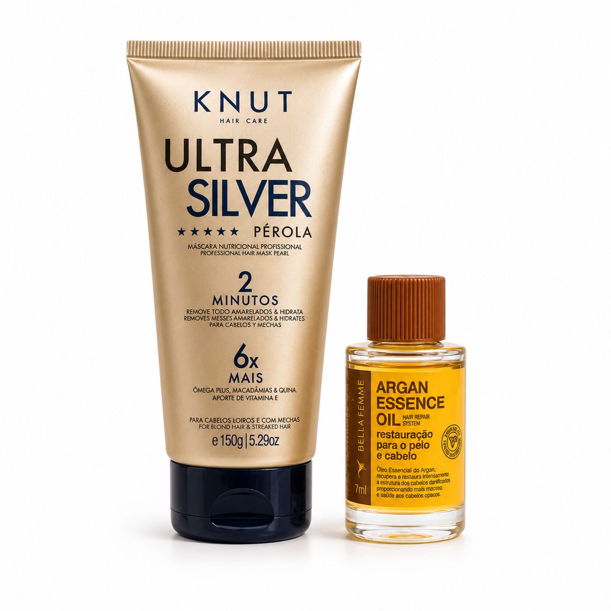 KIT KNUT MÁSCARA ULTRA SILVER PEROLA 150G COM ÓLEO 7ML