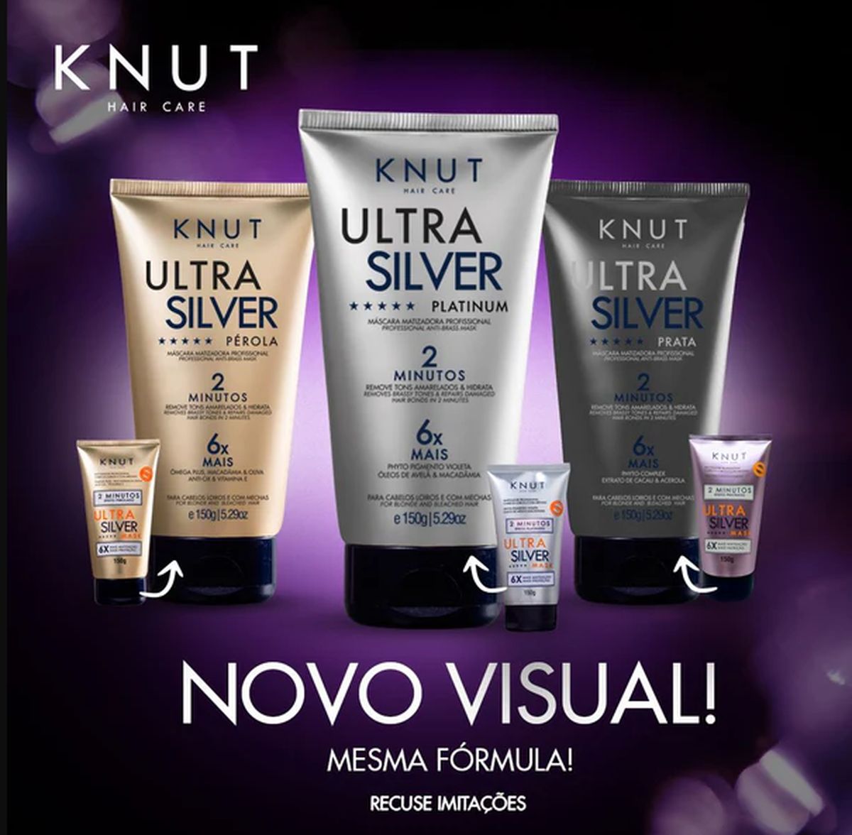 KIT KNUT MÁSCARA ULTRA SILVER PEROLA 150G COM ÓLEO 7ML