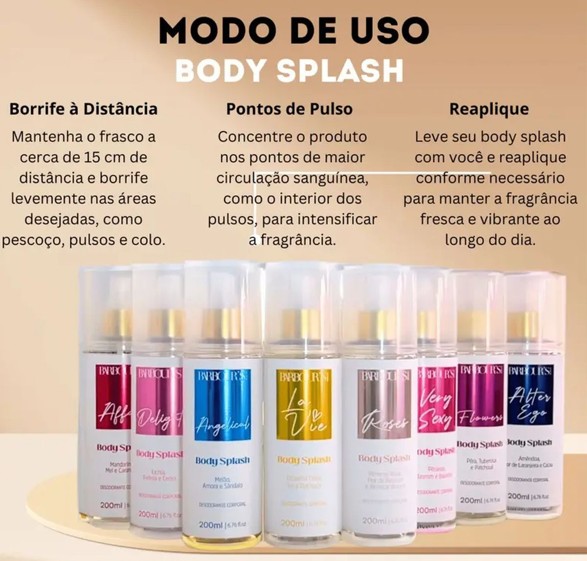 KIT BODY SPLASH LIVING GRACE BARBOURS 200ML COM PERFUME CAPILAR MY SWEET DELIGHT