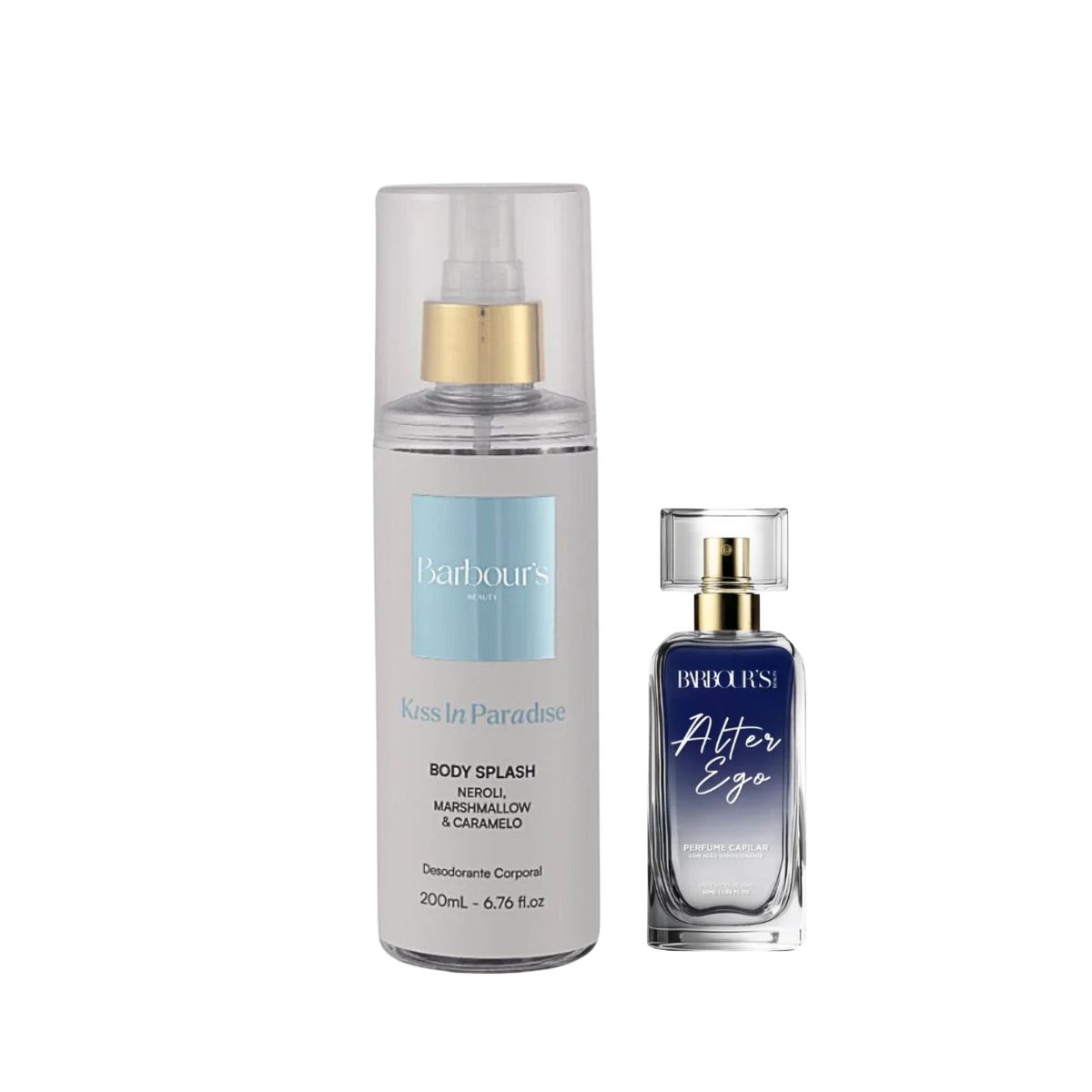 KIT BODY SPLASH KISS BARBOURS 200ML COM PERFUME CAPILAR ALTER EGO BARBOURS 50ML