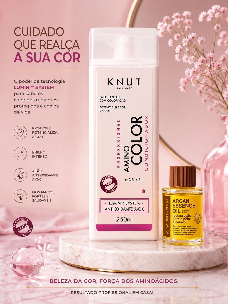 KIT KNUT CONDICIONADOR AMINO COLOR 250 ML COM ÓLEO 7ML