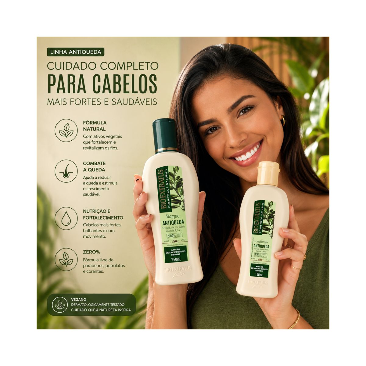 KIT ANTIQUEDA JABORANDI SHAMPOO 250ML + CONDICIONADOR 150ML BIO EXTRATUS