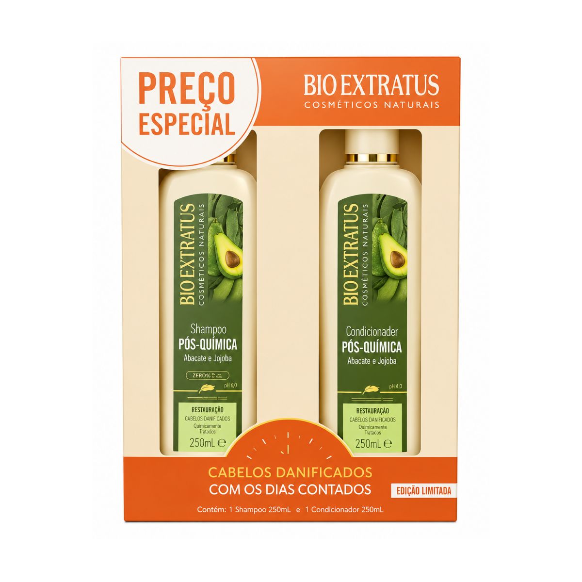 KIT PÓS-QUIMICA SHAMPOO 250ML + COND. 250ML BIO EXTRATUS