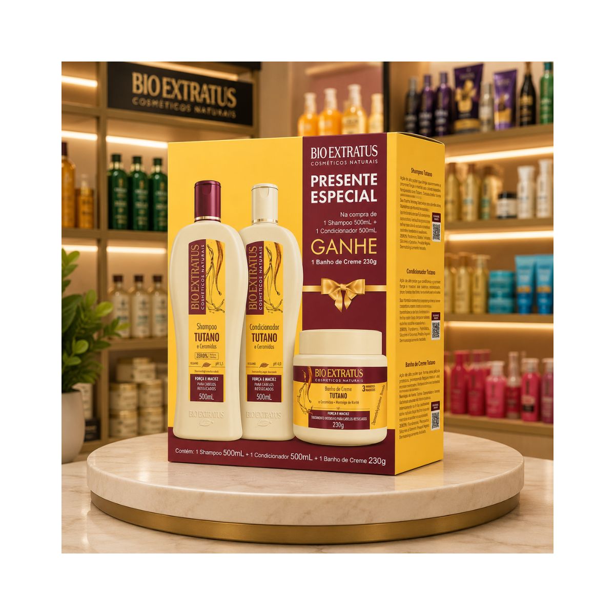 KIT TUTANO SHAMPOO 500ML + COND. 500ML + BANHO DE CREME 230G BIO EXTRATUS