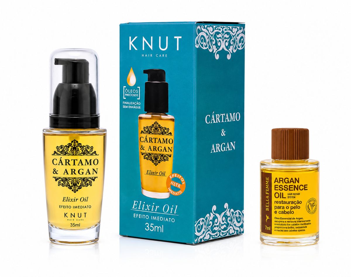 KIT KNUT ELIXIR CARTAMO E ARGAN 35ML COM ÓLEO 7ML