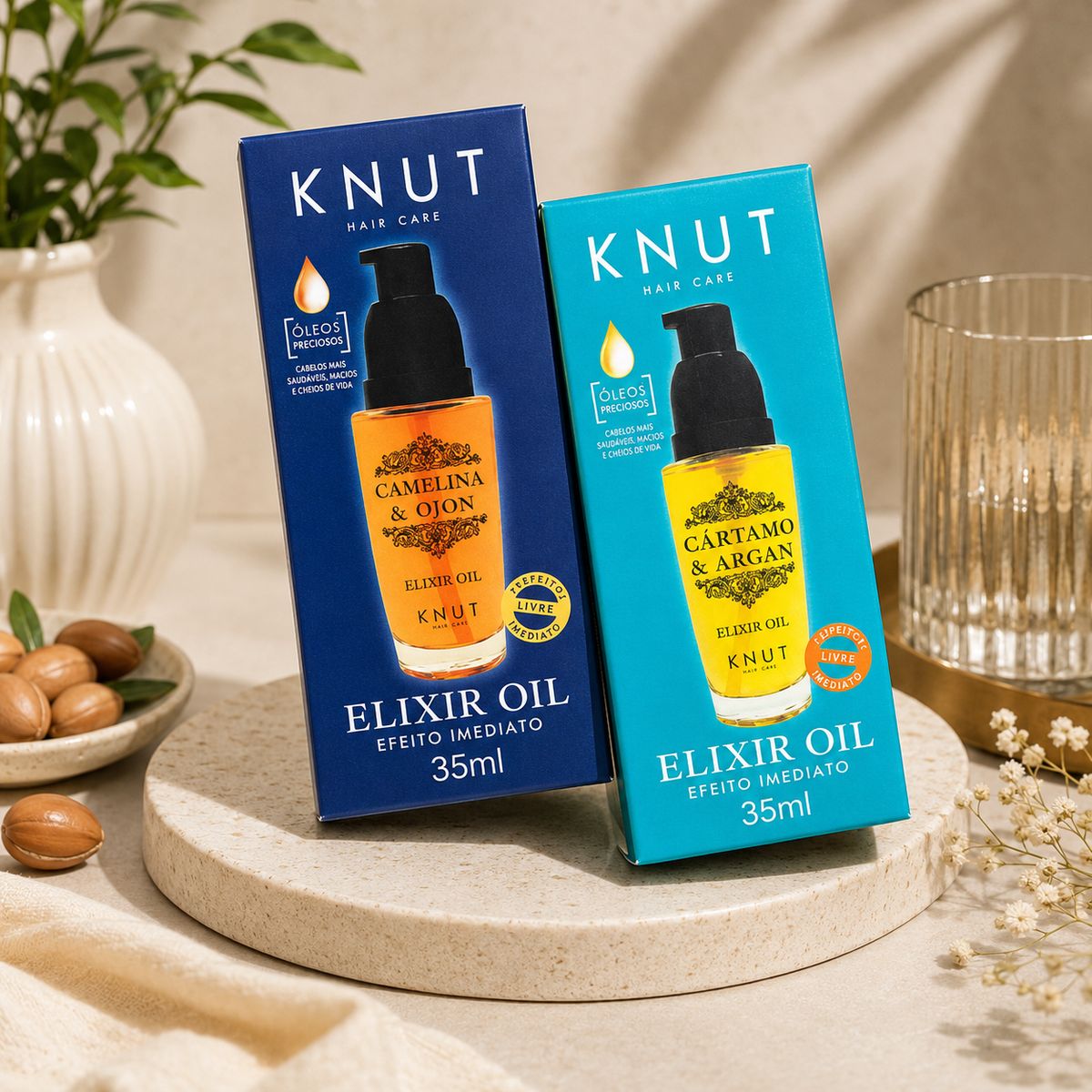 KIT KNUT ELIXIR CARTAMO E ARGAN 35ML COM ÓLEO 7ML