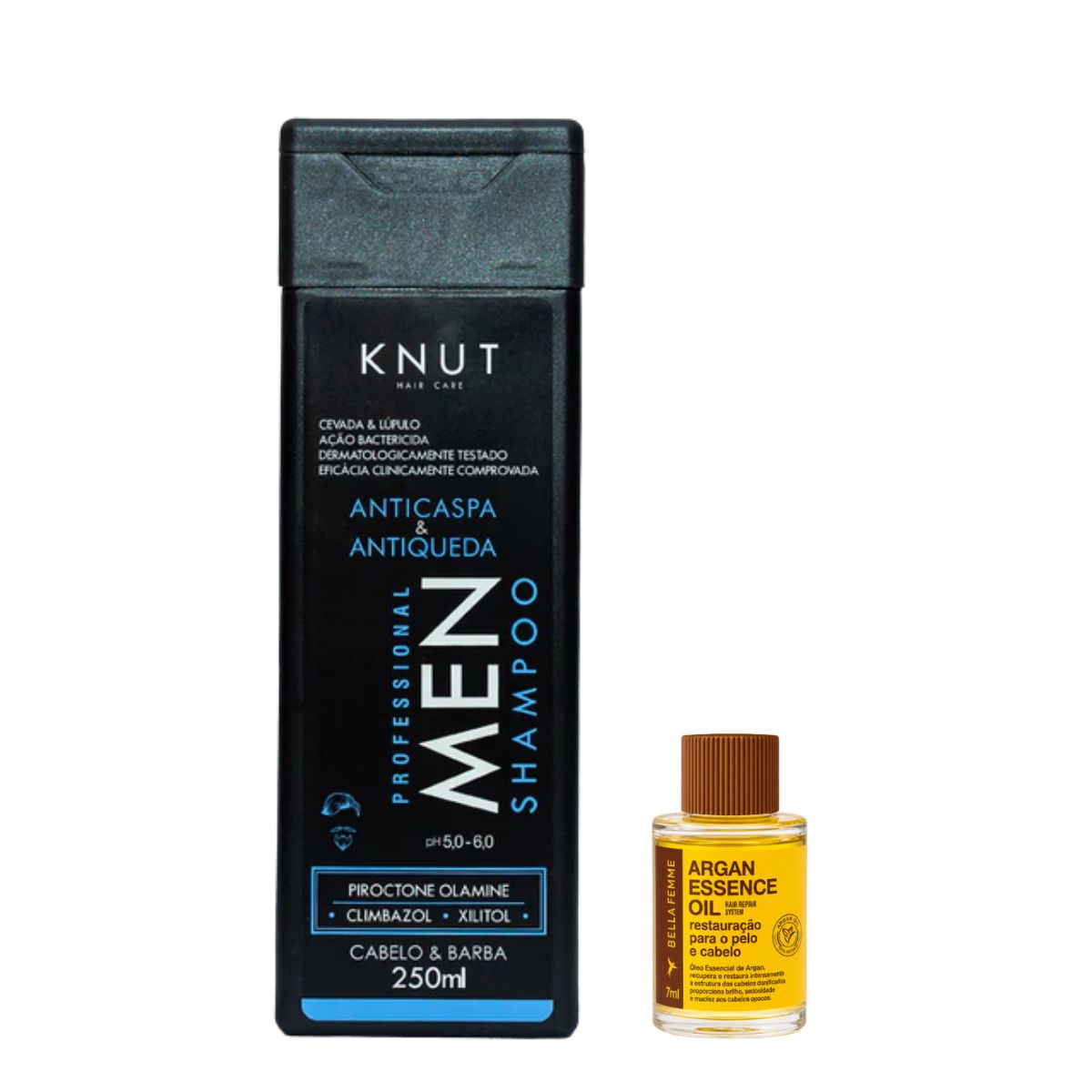 KIT KNUT SHAMPOO MEN ANTICASPA 250ML COM ÓLEO 7ML