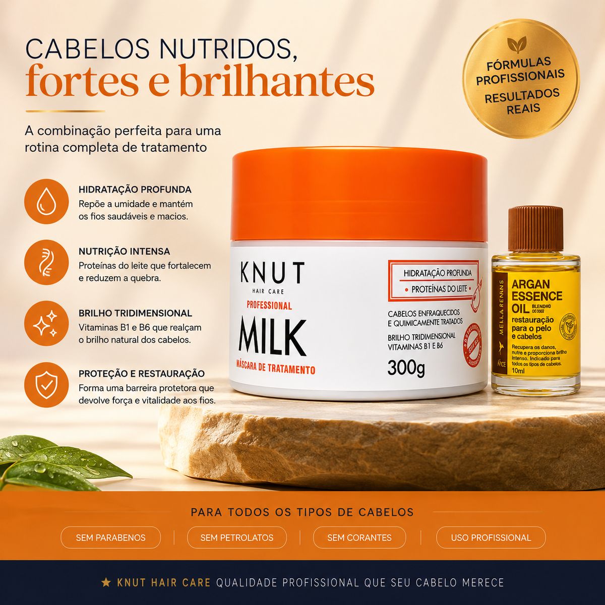 KIT KNUT MÁSCARA MILK KNUT 300G COM ÓLEO 7ML
