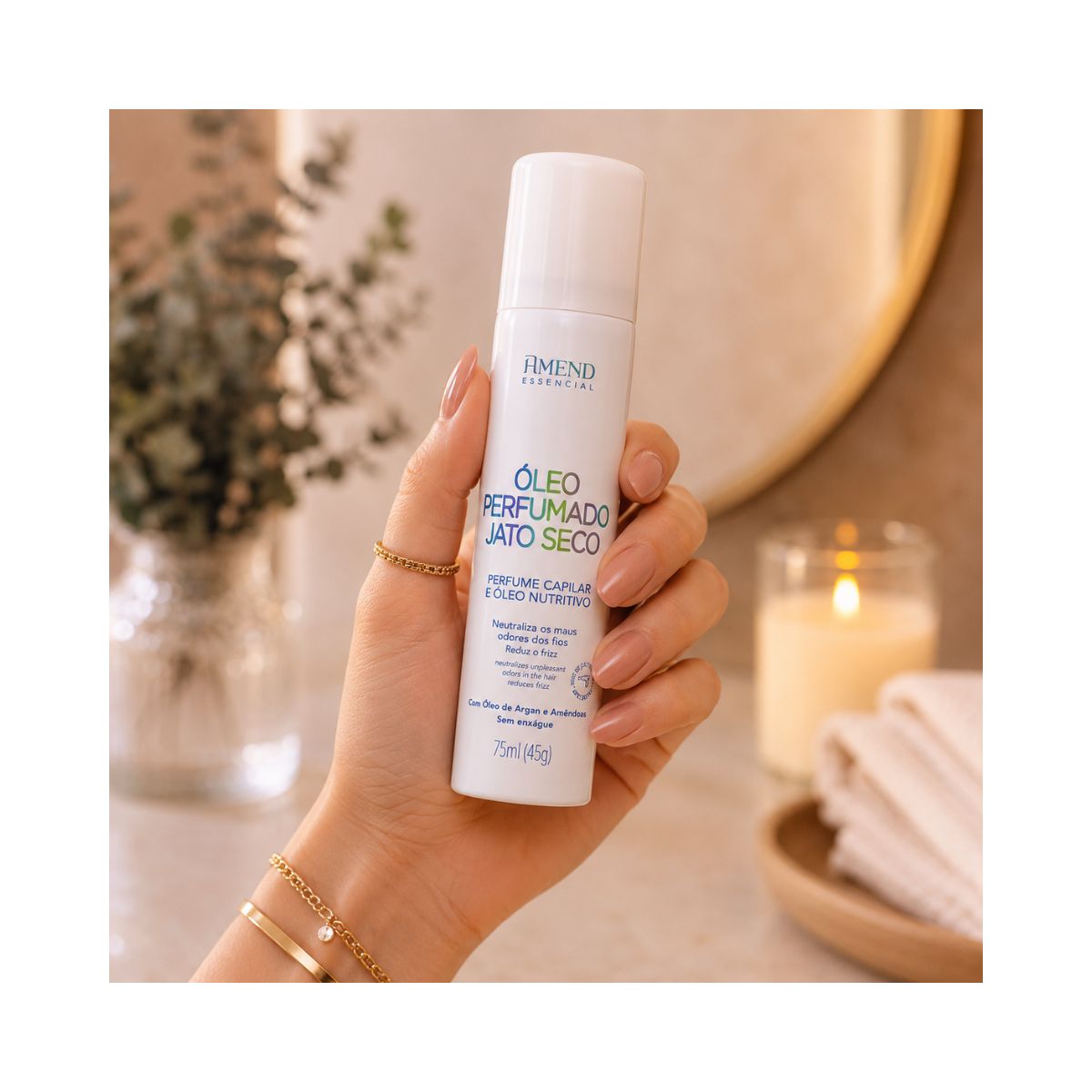 PERFUME CAPILAR E ÓLEO NUTRITIVO ESSENCIAL PERFUMADO AMEND 75ML