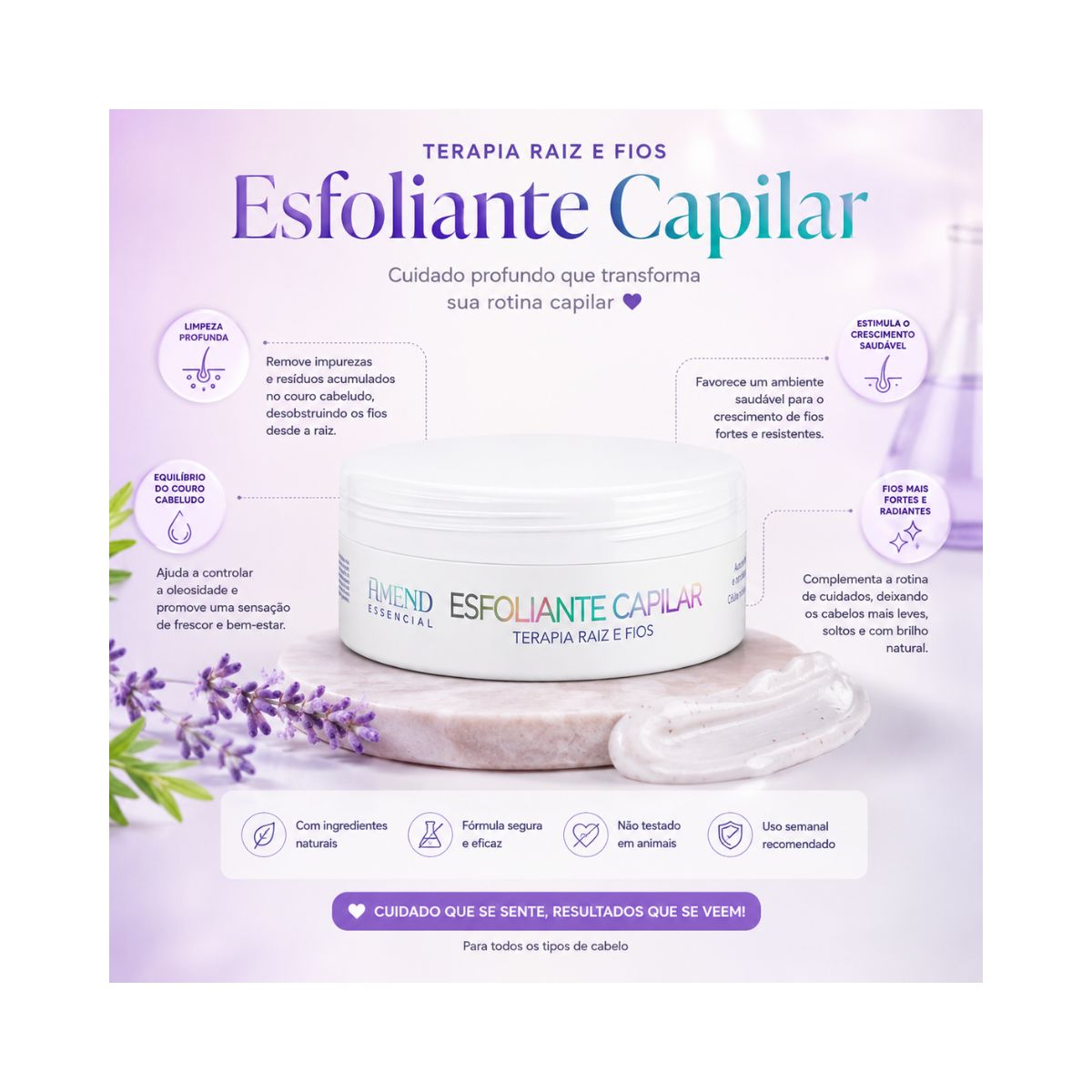 ESFOLIANTE CAPILAR PARA COURO CABELUDO ESSENCIAL TERAPIA RAIZ E FIOS 100GR