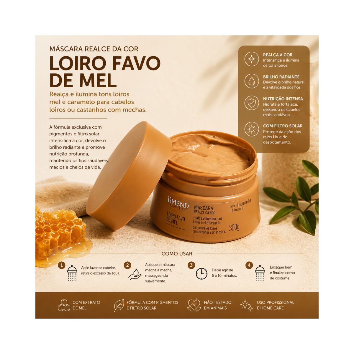 MÁSCARA REALCE DA COR LOIRO XPERTISE FAVO DE MEL AMEND 300G