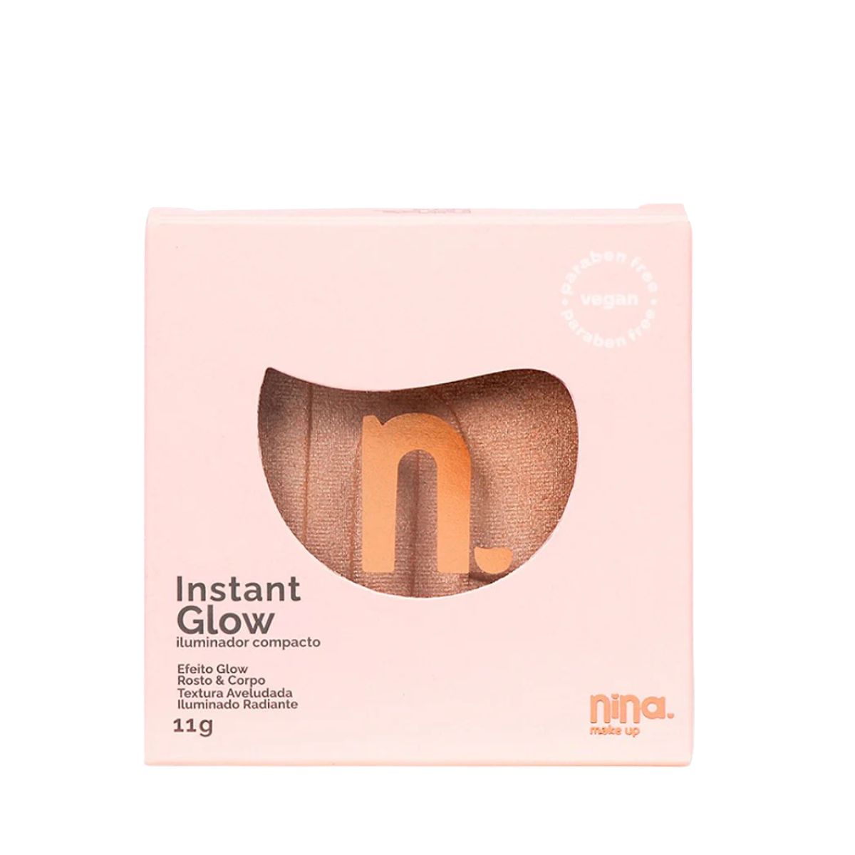 ILUMINADOR COMPACTADO INSTANT GLOW CHAMPAGNE NINA MAKEUP
