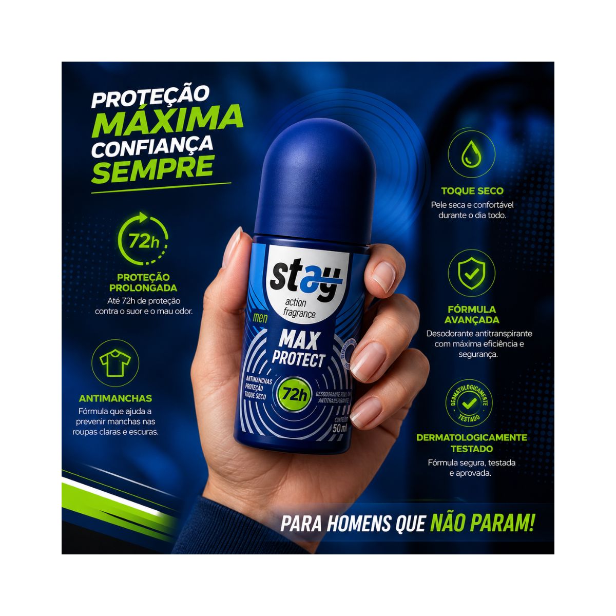 DEO ROLLON STAY MAX PROTECT 72HS MEN 50ML