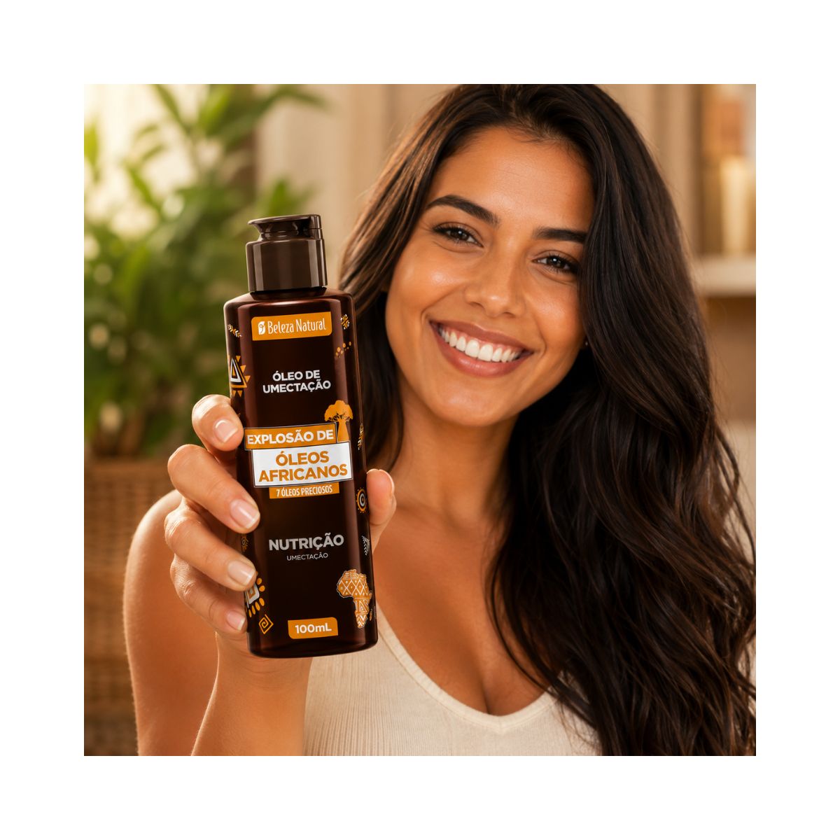 ÓLEO DE UMECTAÇÃO EXPLOSÃO DE ÓLEOS AFRICANOS BELEZA NATURAL 100ML
