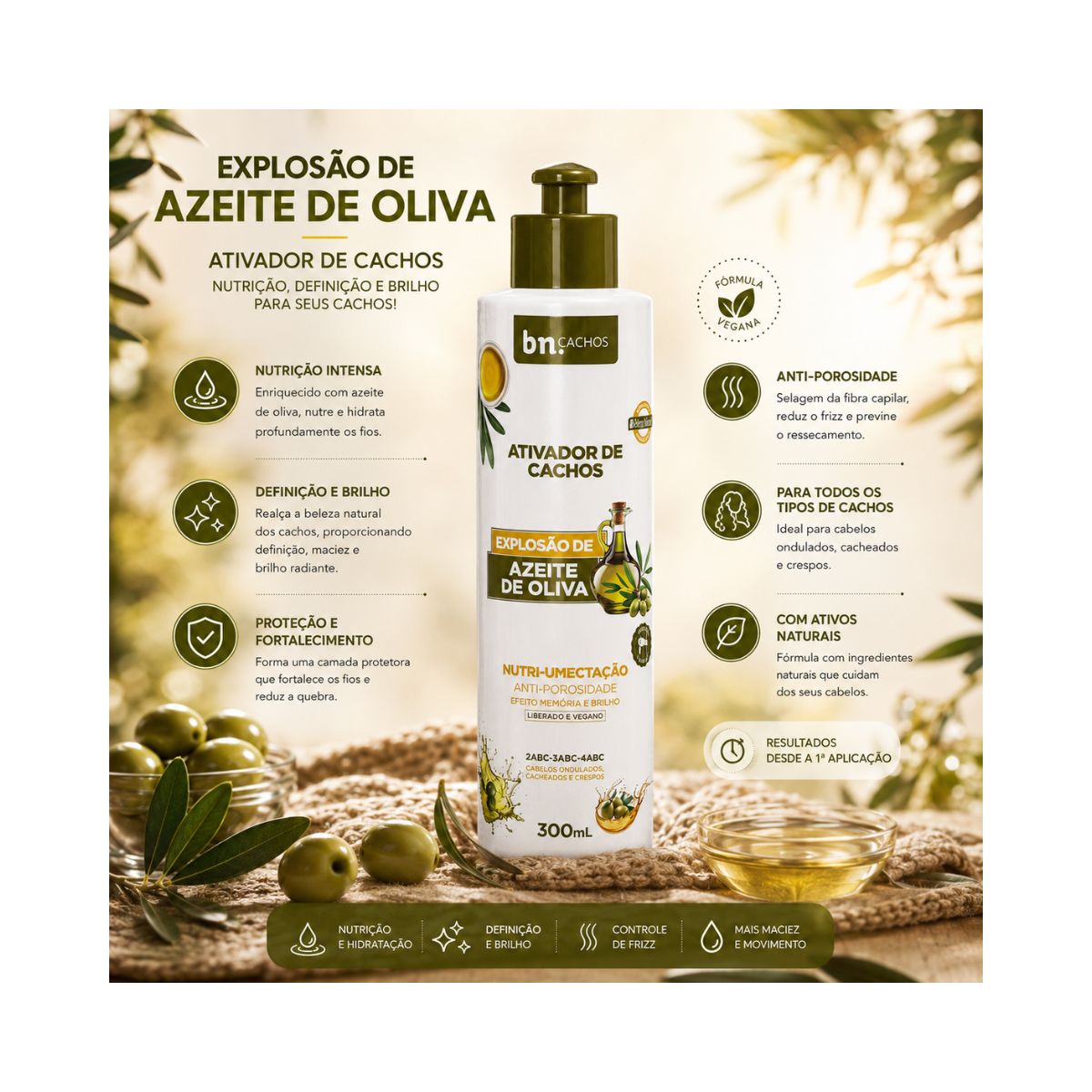 ATIVADOR EXPLOSÃO DE AZEITE DE OLIVA BELEZA NATURAL 300ML