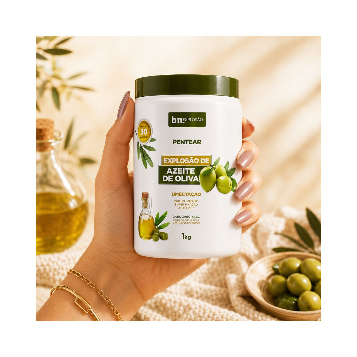 CREME DE PENTEAR EXPLOSÃO DE AZEITE DE OLIVA BELEZA NATURAL 1KG