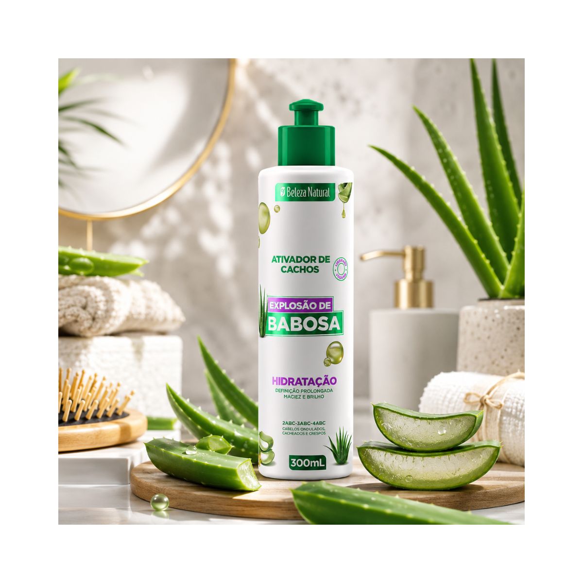 ATIVADOR DE CACHOS EXPLOSÃO DE BABOSA BELEZA NATURAL 300ML