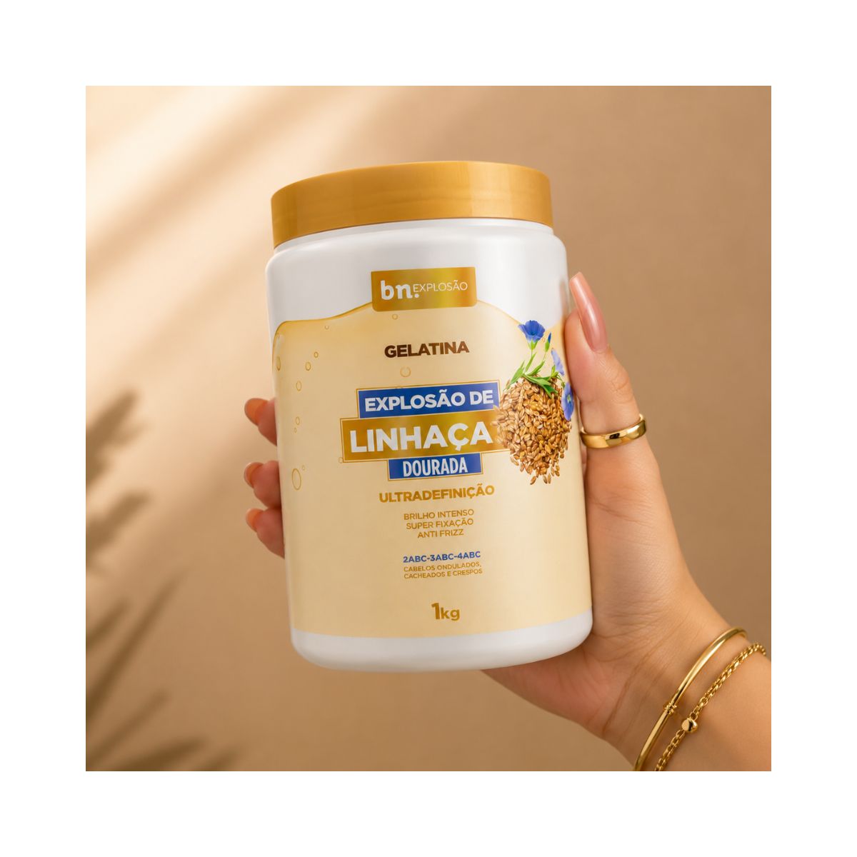 GELATINA EXPLOSÃO DE LINHAÇA DOURADA BELEZA NATURAL 1KG
