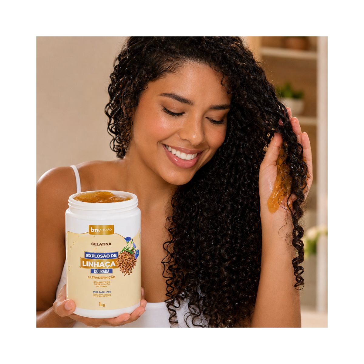 GELATINA EXPLOSÃO DE LINHAÇA DOURADA BELEZA NATURAL 1KG