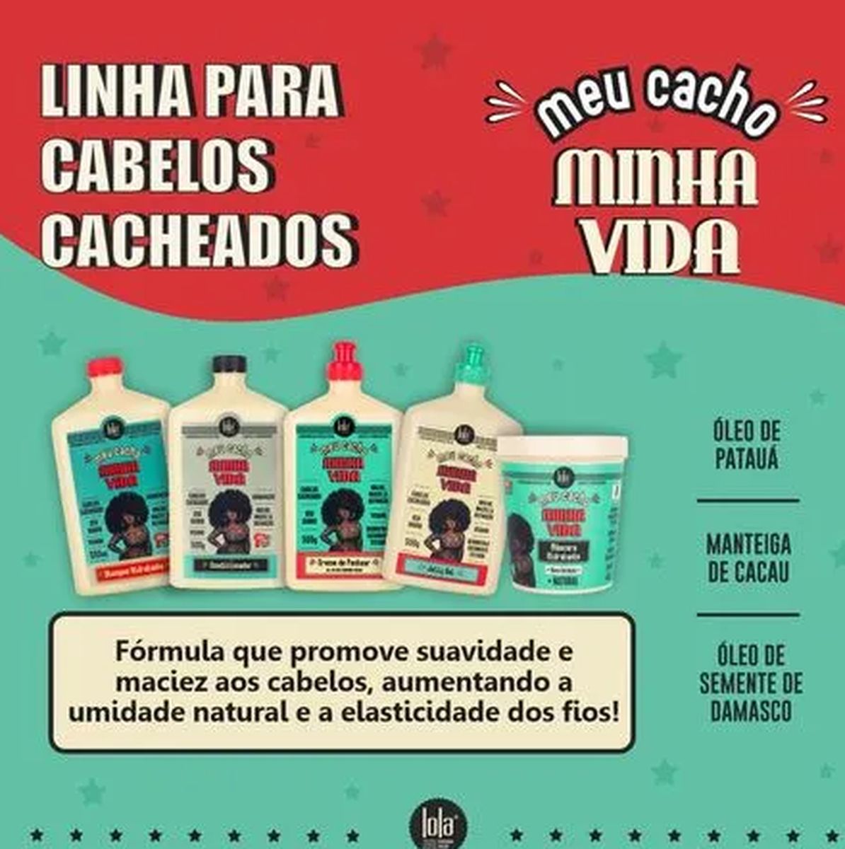 KIT MÁSCARA MEU CACHO MINHA VIDA LOLA COSMETICS 450G COM 2 AMPOLAS NATUHAIR