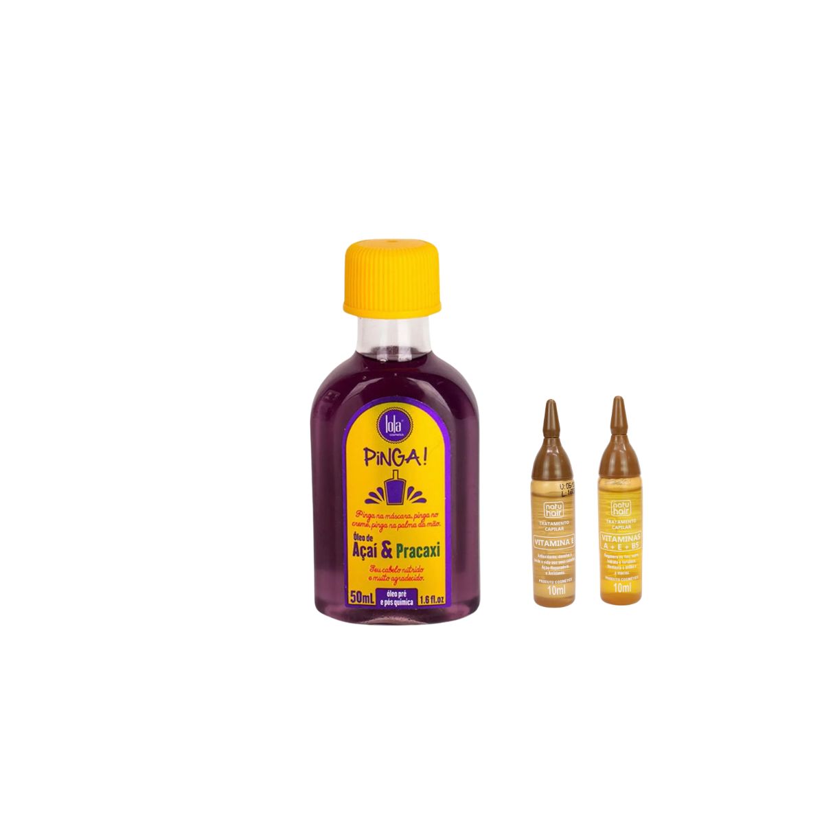 KIT ÓLEO PINGA AÇAI & PRACAXI LOLA 55ML COM 2 AMPOLAS NATUHAIR