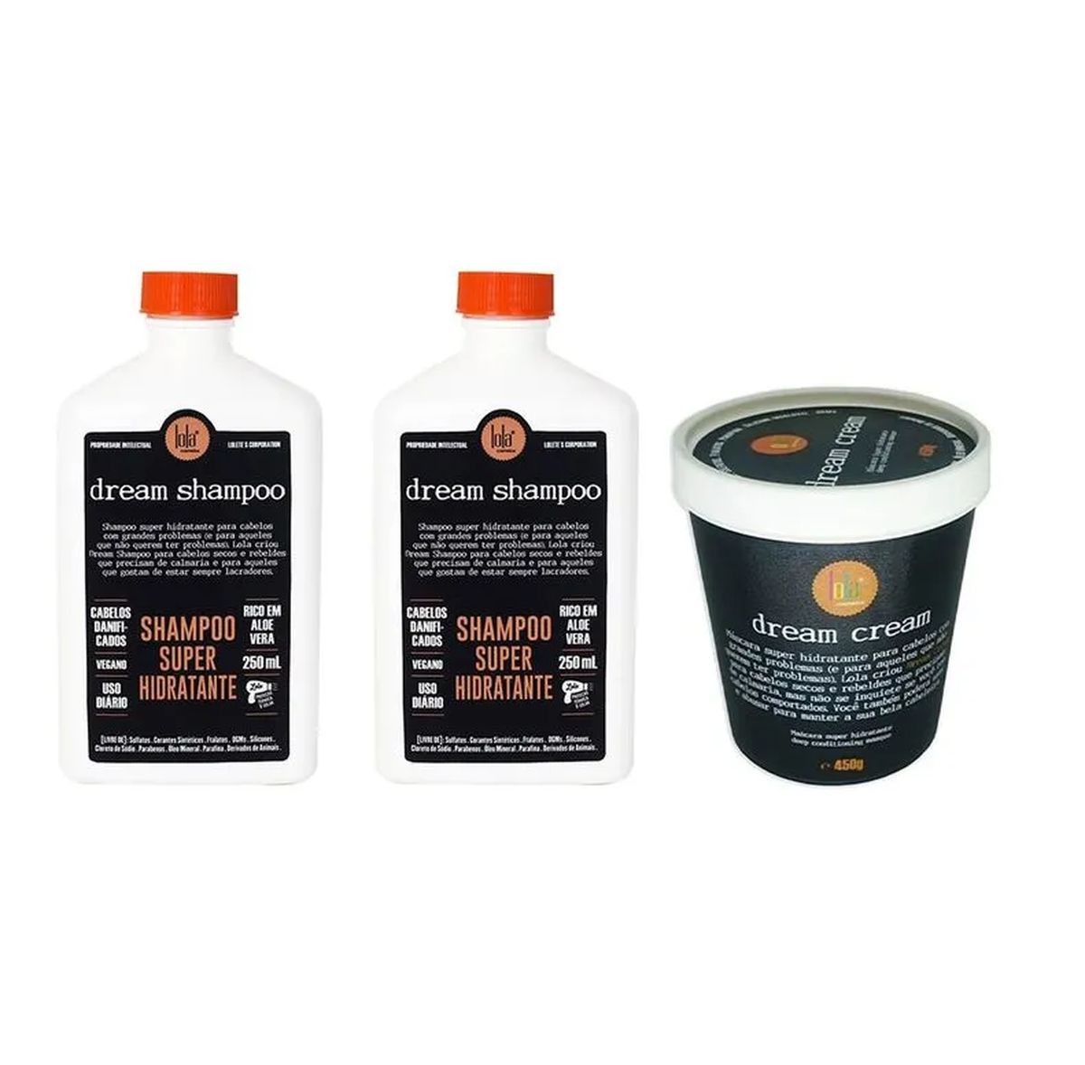 KIT SHAMPOO DREAM CREAM LOLA 250ML COM 2 AMPOLAS NATUHAIR
