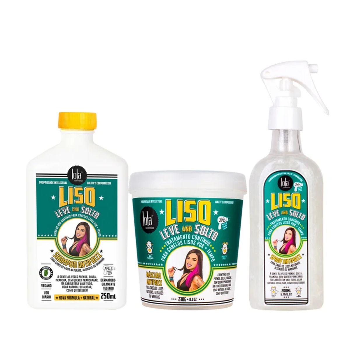 KIT SHAMPOO LISO LEVE AND SOLTO LOLA 250ML COM 2 AMPOLAS NATUHAIR
