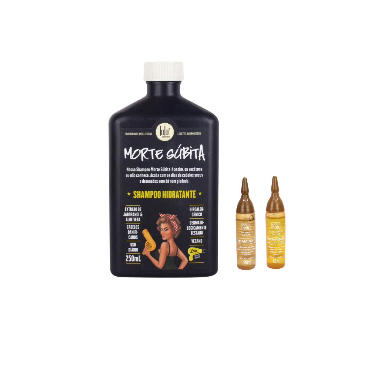KIT SHAMPOO MORTE SUBITA LOLA 250ML COM 2 AMPOLAS NATUHAIR