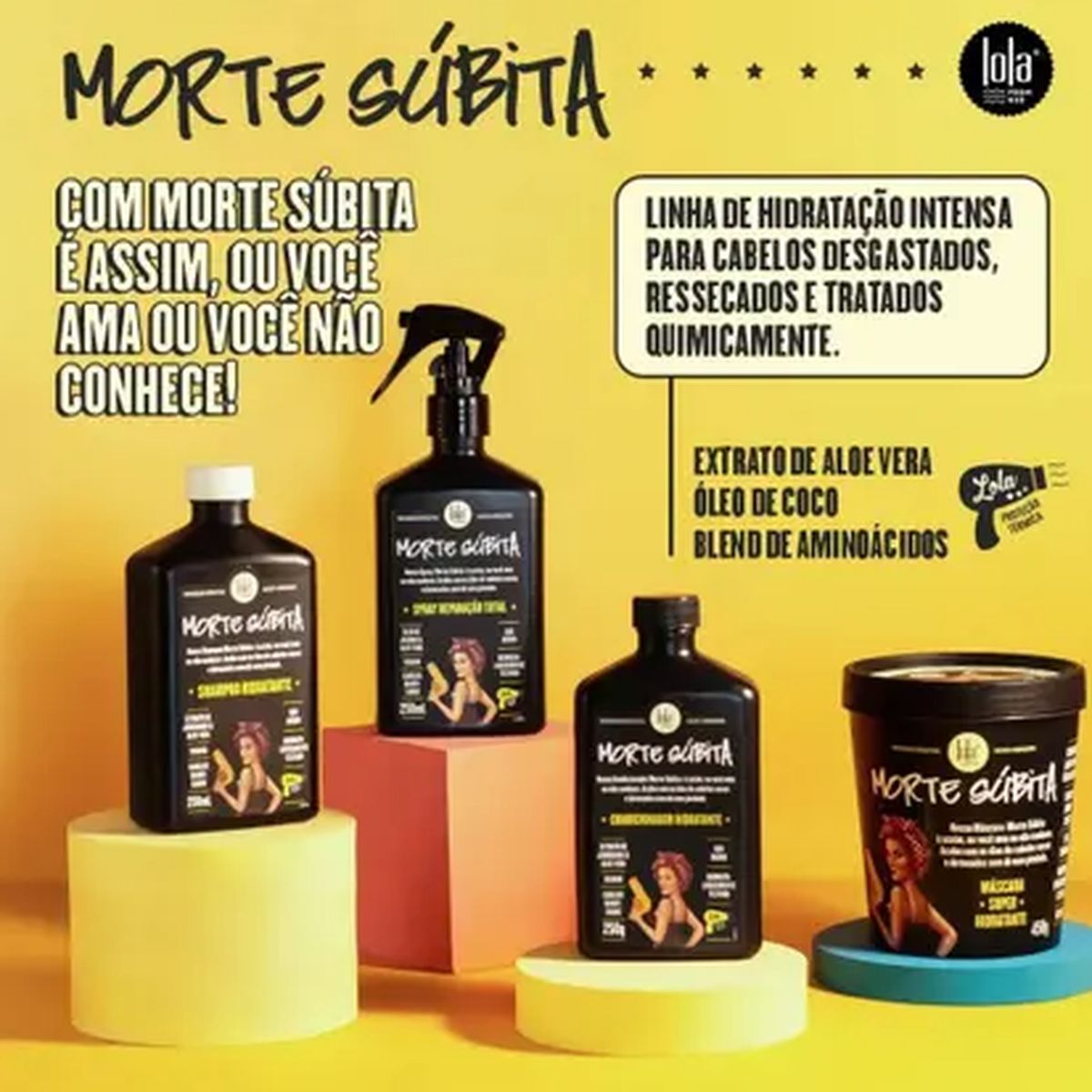 KIT SHAMPOO MORTE SUBITA LOLA 250ML COM 2 AMPOLAS NATUHAIR