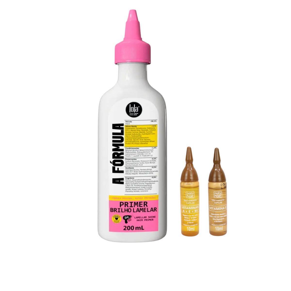 KIT PRIMER A FORMULA LOLA COSMETICS 200ML COM 2 AMPOLAS NATUHAIR