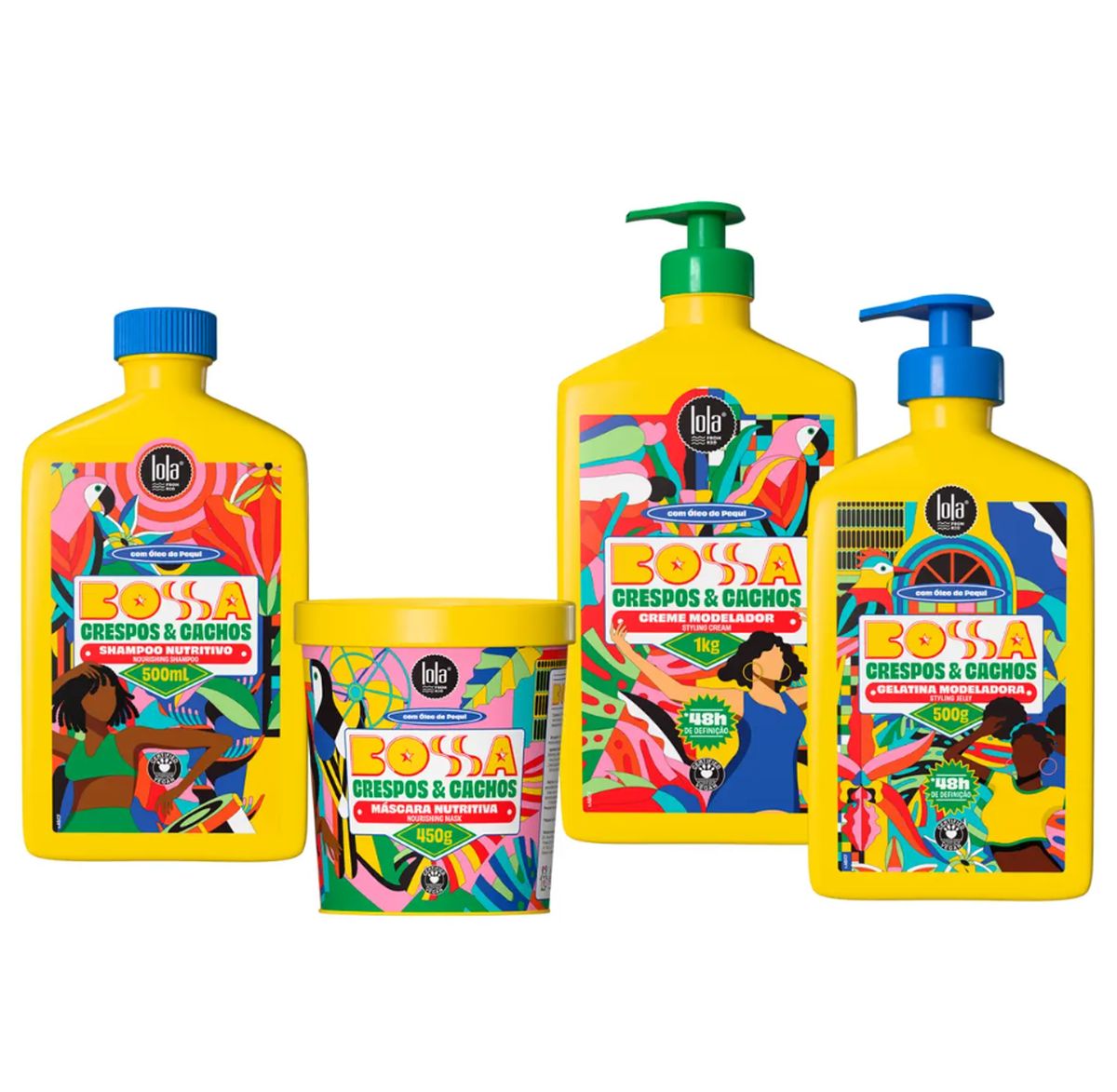 KIT GELATINA MODELADORA BOSSA LOLA COSMETICS 500G COM 2 AMPOLAS NATUHAIR