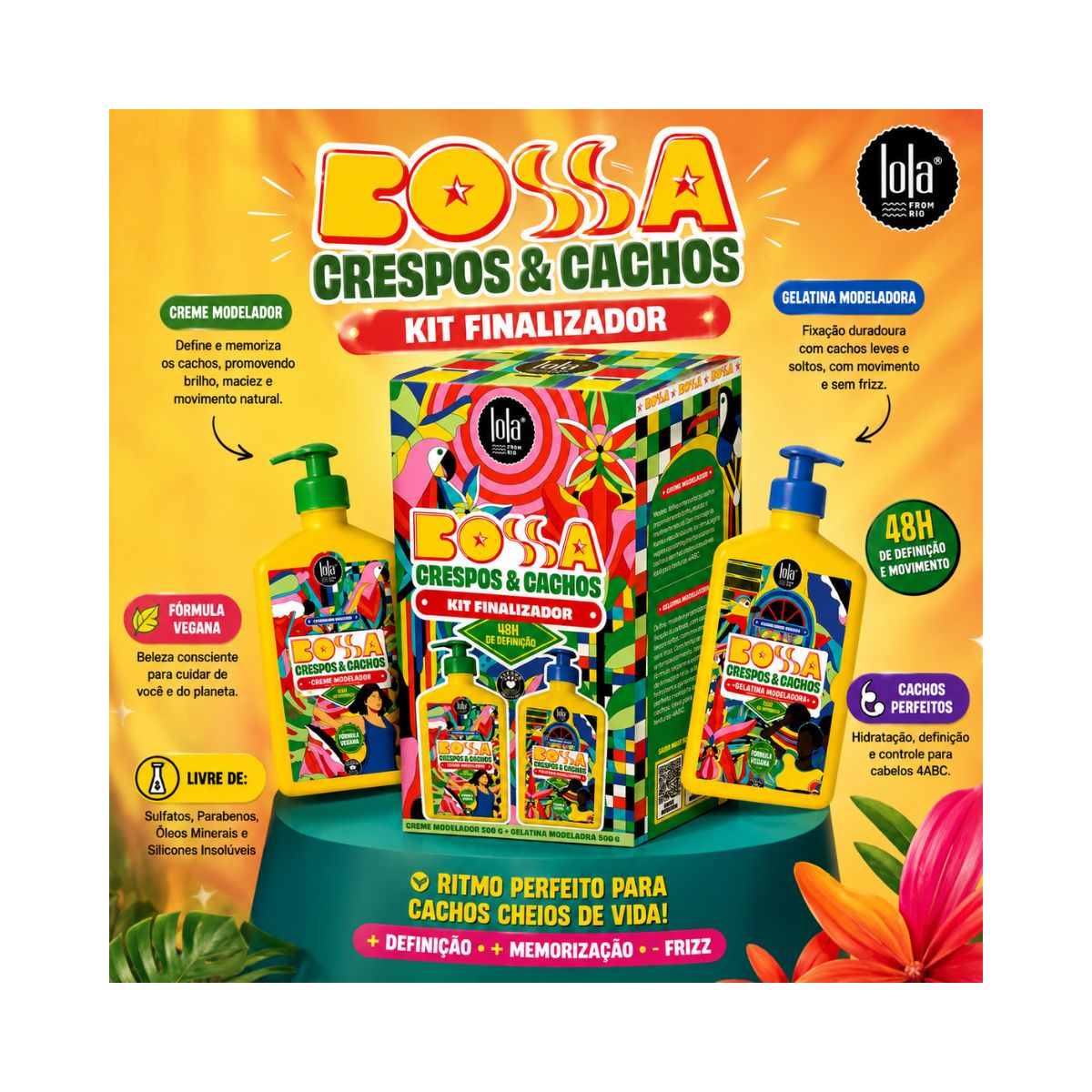 KIT BOSSA CREME MODELADOR 500G + GELATINA MODELADORA 500G LOLA COSMETICS