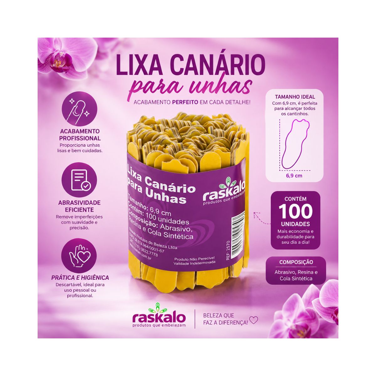 LIXA MINI RASKALO CANARIO COM 100 UNIDADES 2570