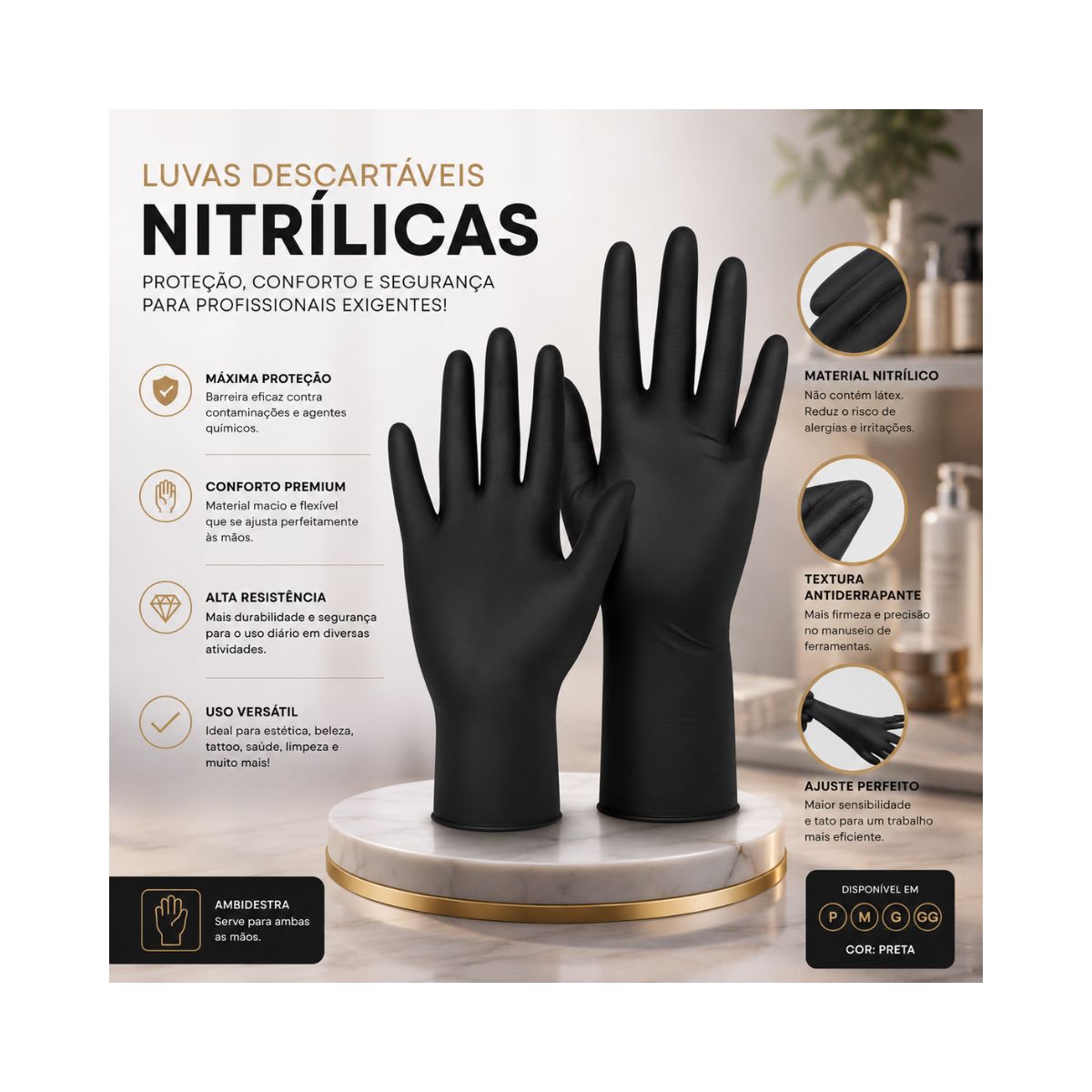 LUVA RASKALO BLACK NITRILICA P COM 5 PARES 5093