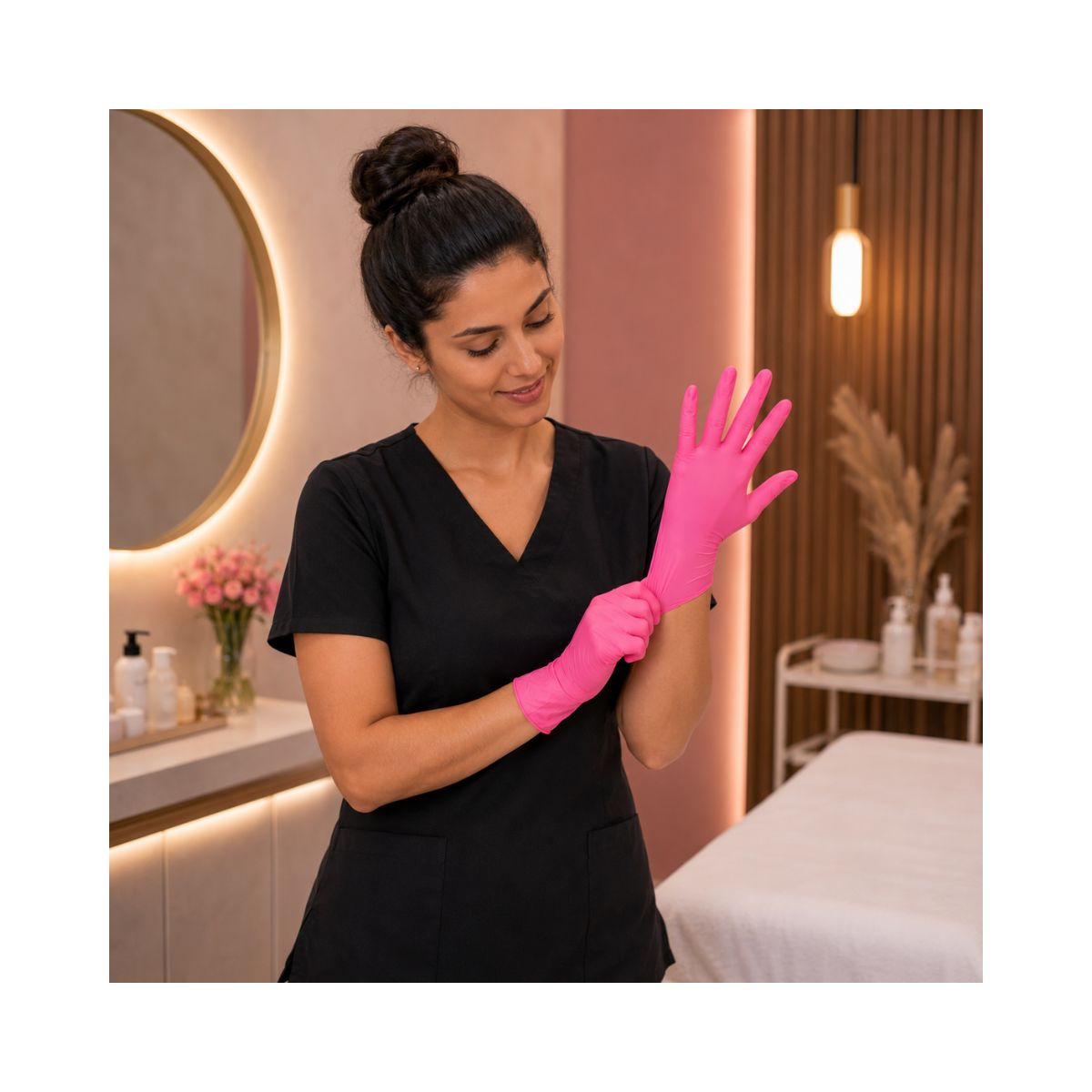 LUVA RASKALO PINK NITRILICA P COM 5 PARES 5093R
