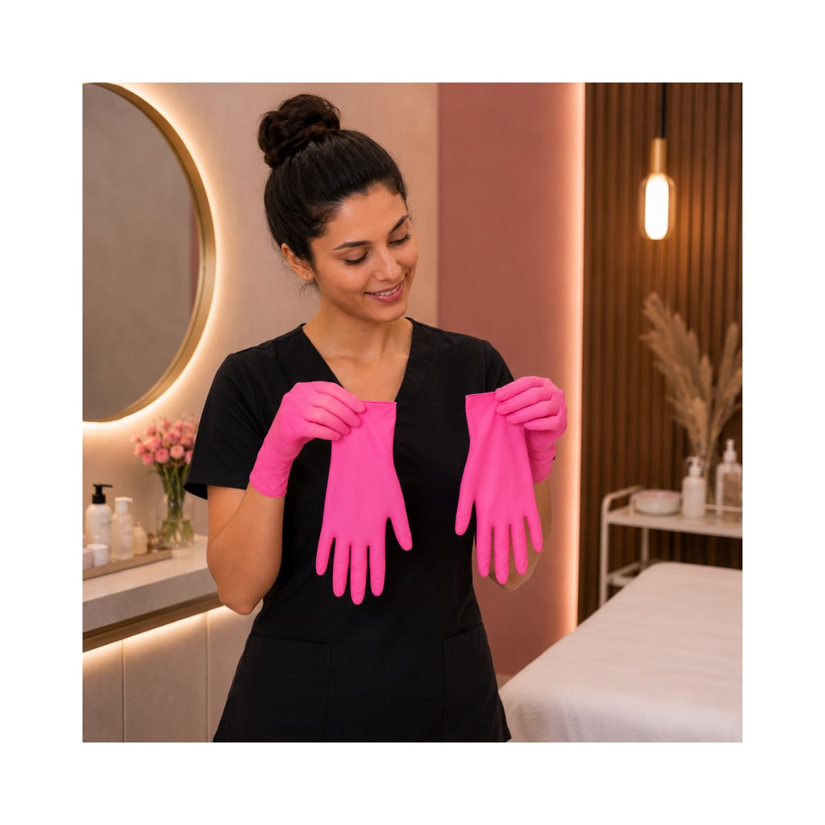 LUVA RASKALO PINK NITRILICA P COM 5 PARES 5093R