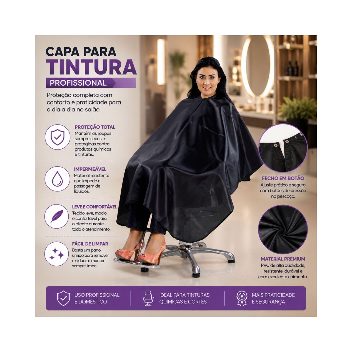 CAPA RASKALO PARA CORTE EM NYLON PRETO COM BOTÃO 5105